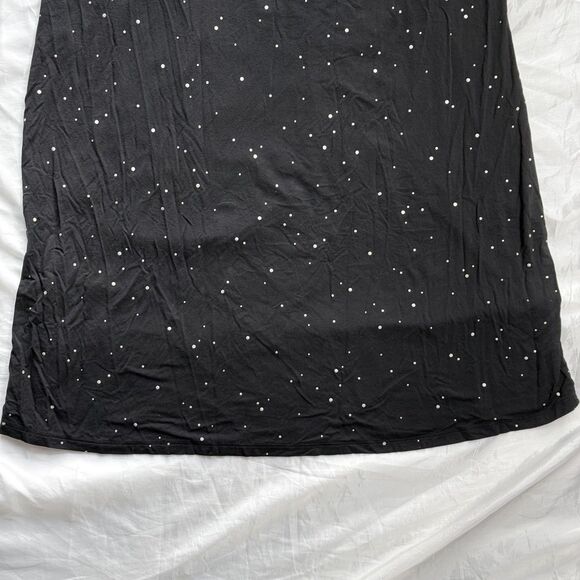 Soma Cool Nights Starry Sky Sleep Shirt Short Sleeve PJs Black Gold Polka Dots M - Picture 8 of 12